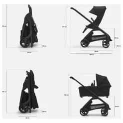 Bugaboo Dragonfly Poussette citadine complète châssis noir | Noir