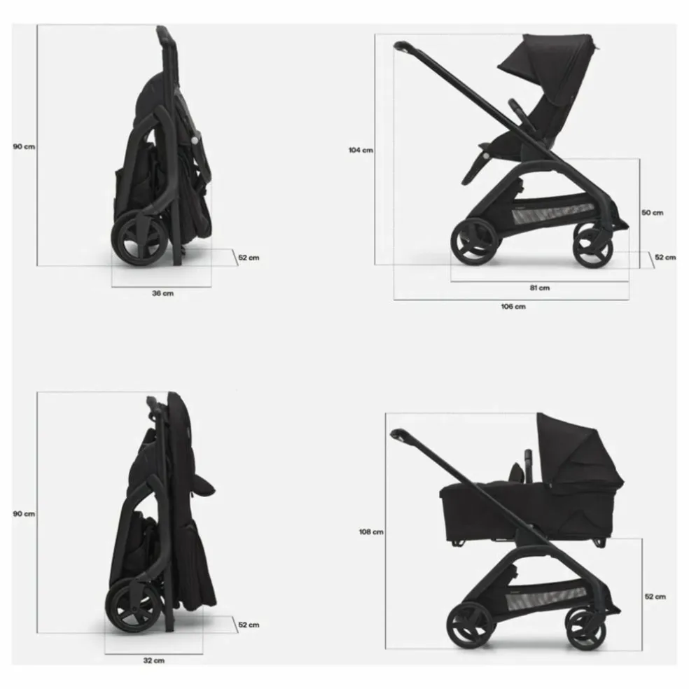 Bugaboo Dragonfly Poussette citadine complète châssis noir | Noir