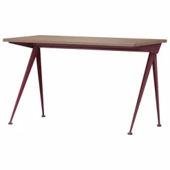 Bureau Compas Direction - piètement Rouge Japonais - Jean Prouvé | Noyer