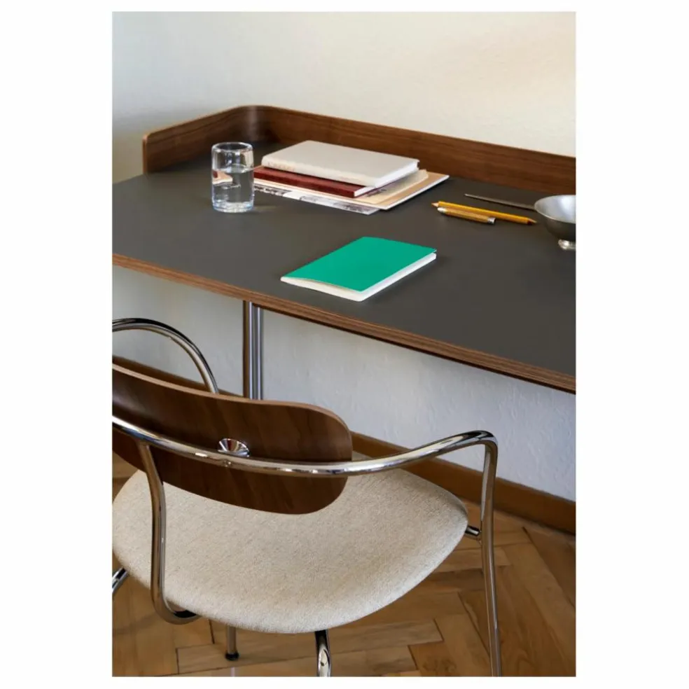 Bureau Pavilion AV17, piètement chromé | Noyer