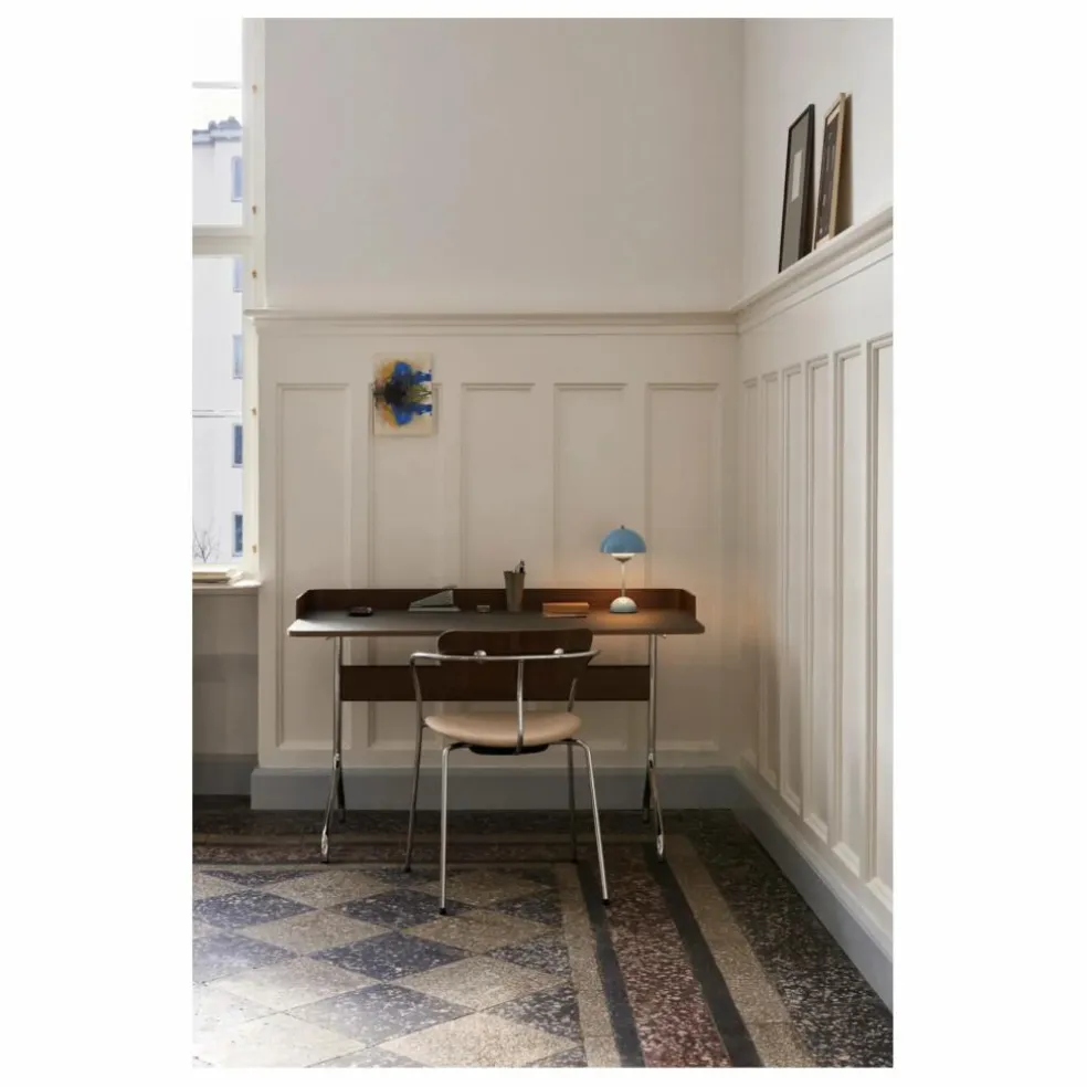 Bureau Pavilion AV17, piètement chromé | Noyer