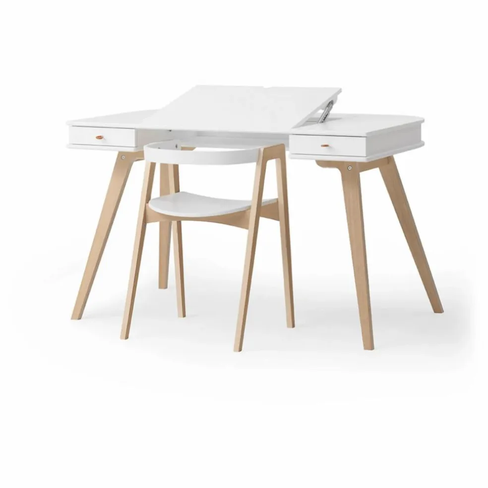 Bureau Wood, 72 cm et chaise Wood | Blanc