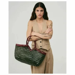 Cabas Crudelia Bicolore Cuir | Vert mousse