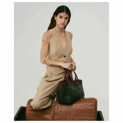Cabas Crudelia Bicolore Cuir | Vert mousse