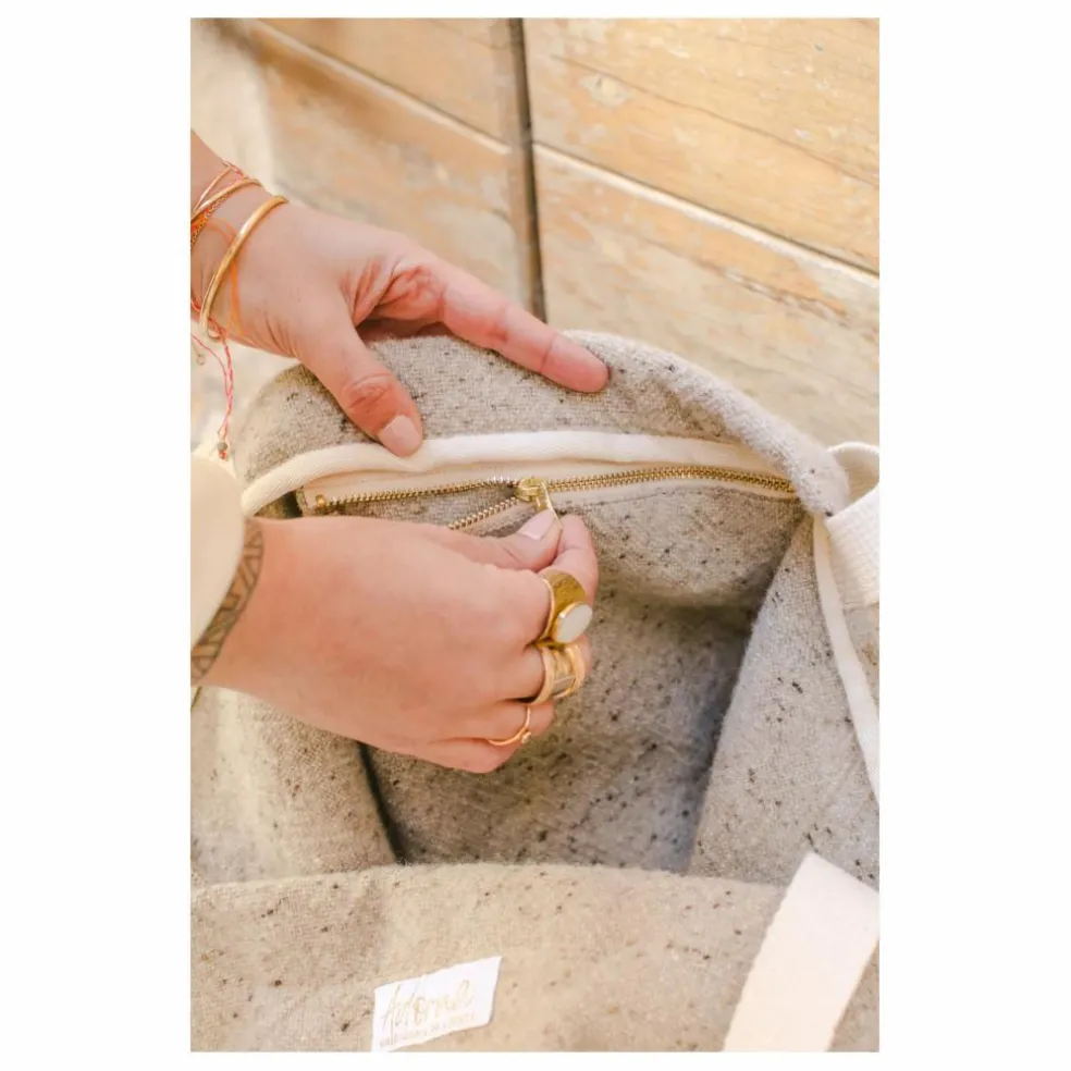Cabas en laine et lin | Beige chiné