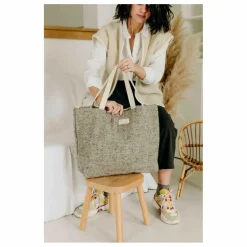Cabas en laine et lin | Gris chiné