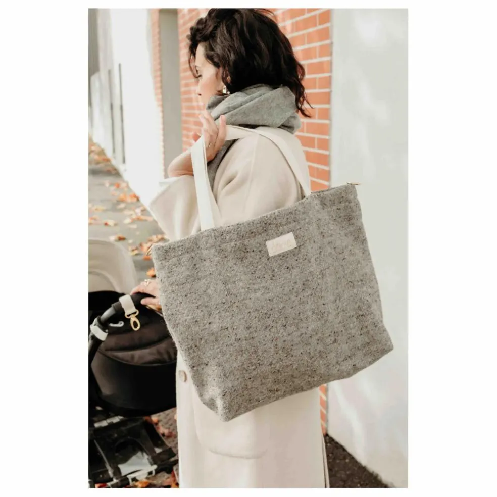 Cabas en laine et lin | Gris chiné