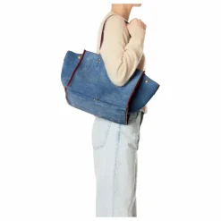 Cabas Léon M Croûte Velours | Bleu jean