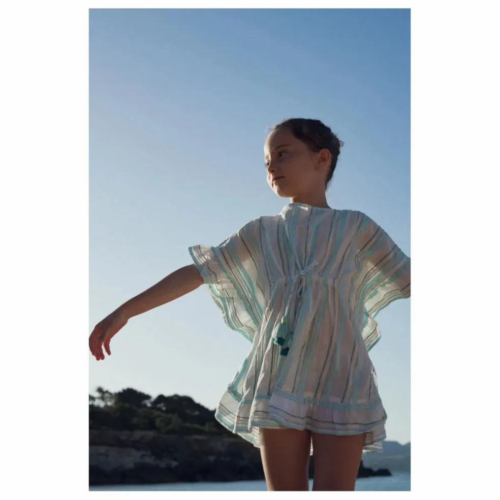 Caftan Bahia Rayé Métallisé | Bleu
