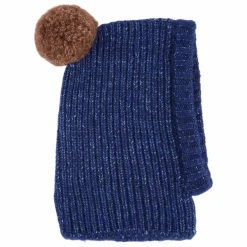 Cagoule Pompon Laine Mérinos | Bleu
