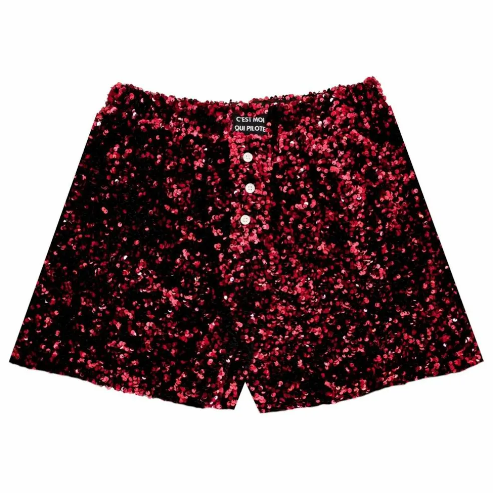 Caleçon Velours Sequins | Bordeaux
