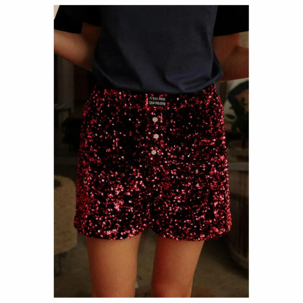 Caleçon Velours Sequins | Bordeaux