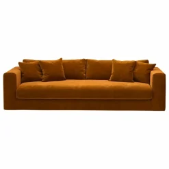 Canapé 3 places Bellechasse light en velours gratté - 240 cm | Cognac