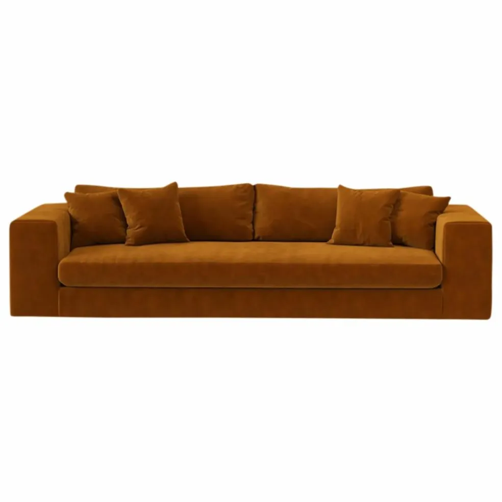Canapé 4 places Bellechasse en velours gratté - 275 cm | Cognac