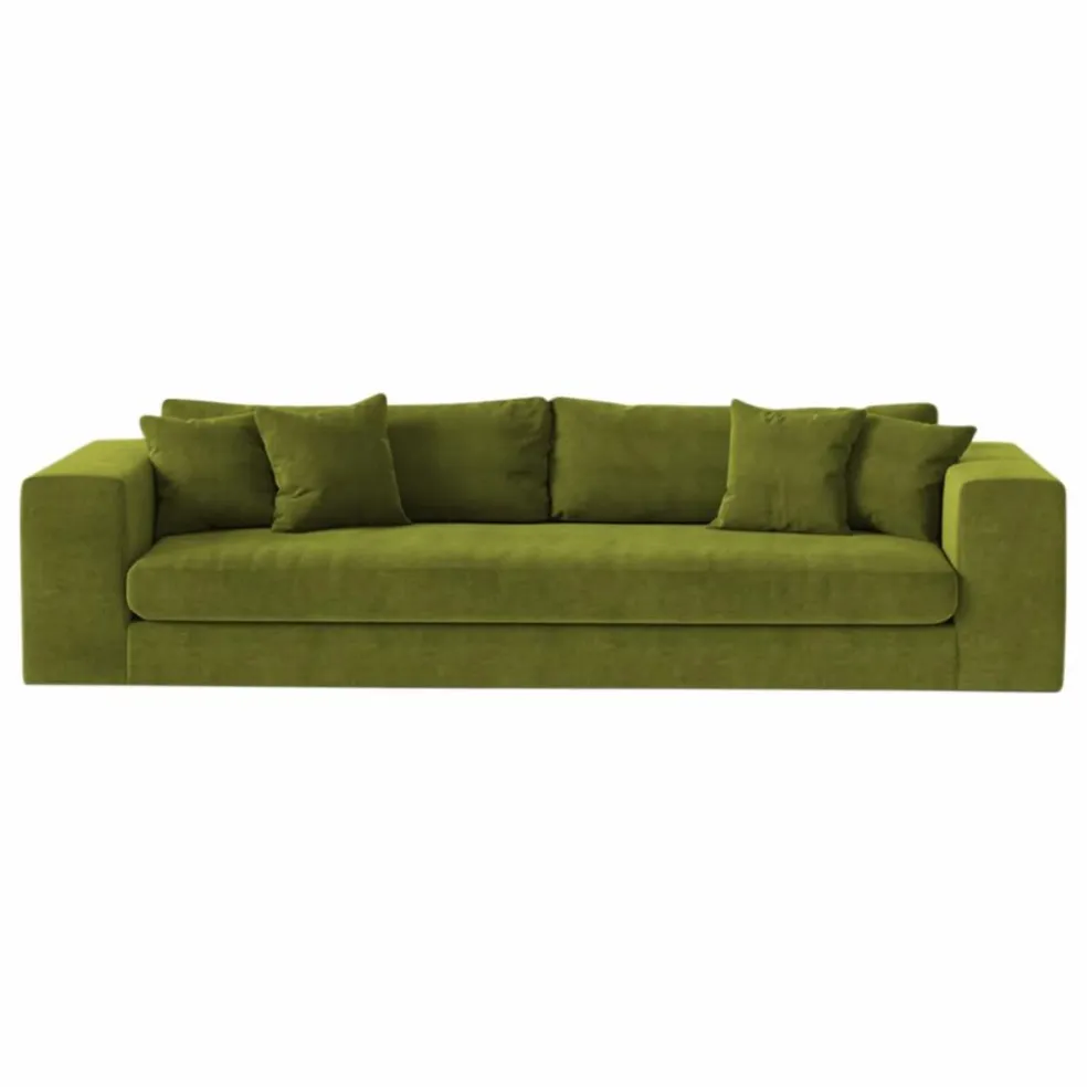 Canapé 4 places Bellechasse en velours brut - 275 cm | Vert mousse
