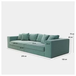 Canapé 4 places Bellechasse en velours gratté - 275 cm | Gris anthracite