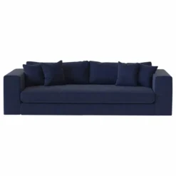 Canapé 3 places Bellechasse en velours brut - 245 cm | Bleu marine