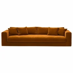 Canapé 4 places Bellechasse light en velours gratté - 260 cm | Cognac