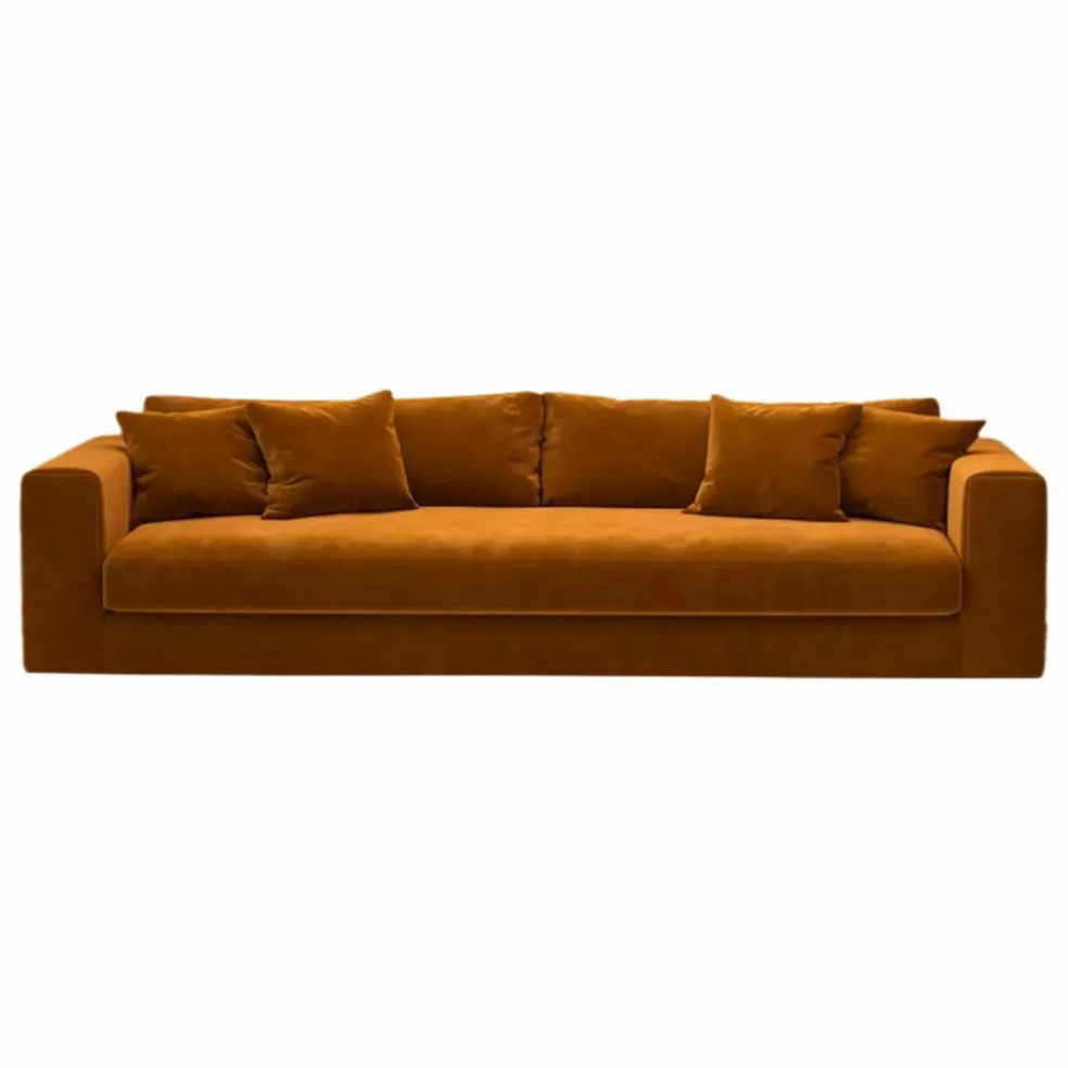 Canapé 4 places Bellechasse light en velours gratté - 260 cm | Cognac