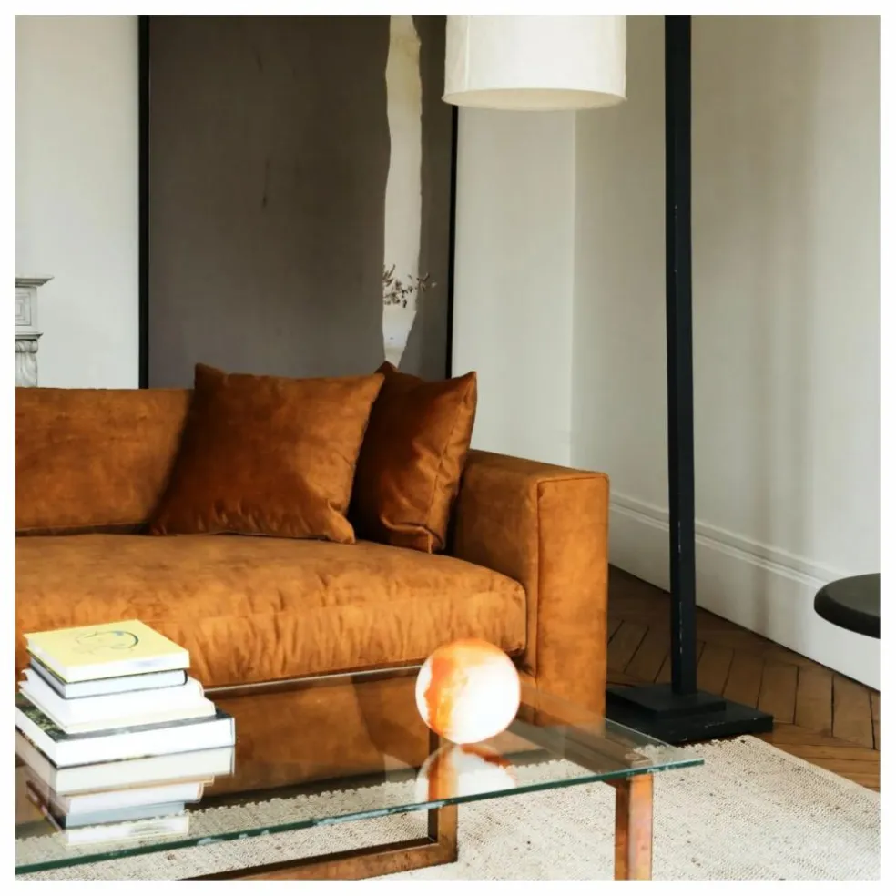Canapé 4 places Bellechasse light en velours gratté - 260 cm | Cognac