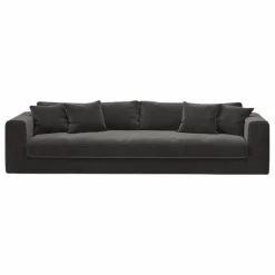 Canapé 4 places Bellechasse light en velours gratté - 260 cm | Gris anthracite