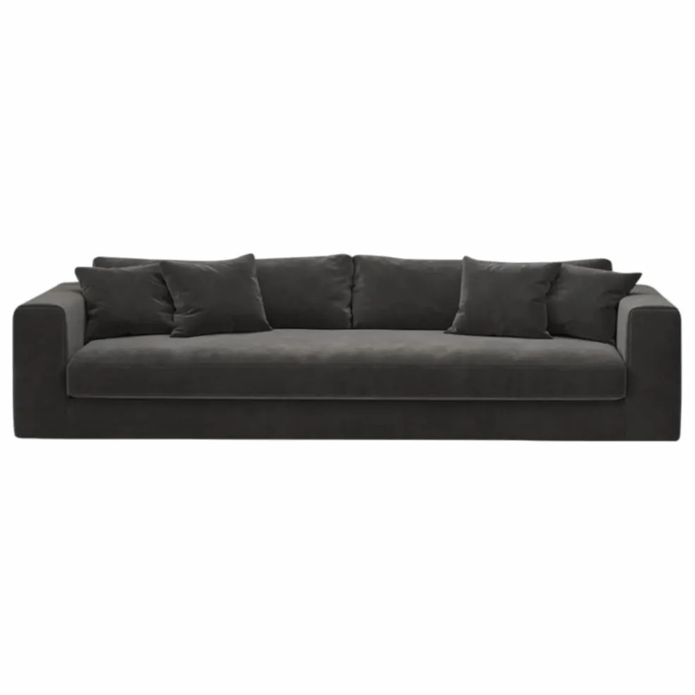 Canapé 4 places Bellechasse light en velours gratté - 260 cm | Gris anthracite