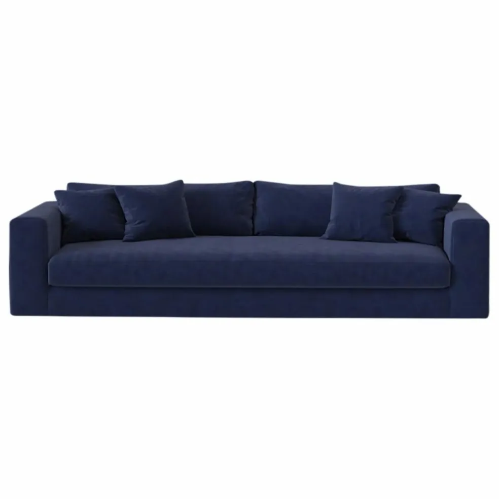 Canapé 4 places Bellechasse light en velours brut - 260 cm | Bleu marine