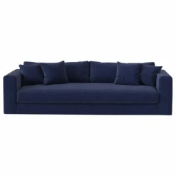 Canapé 3 places Bellechasse light en velours brut - 240 cm | Bleu marine