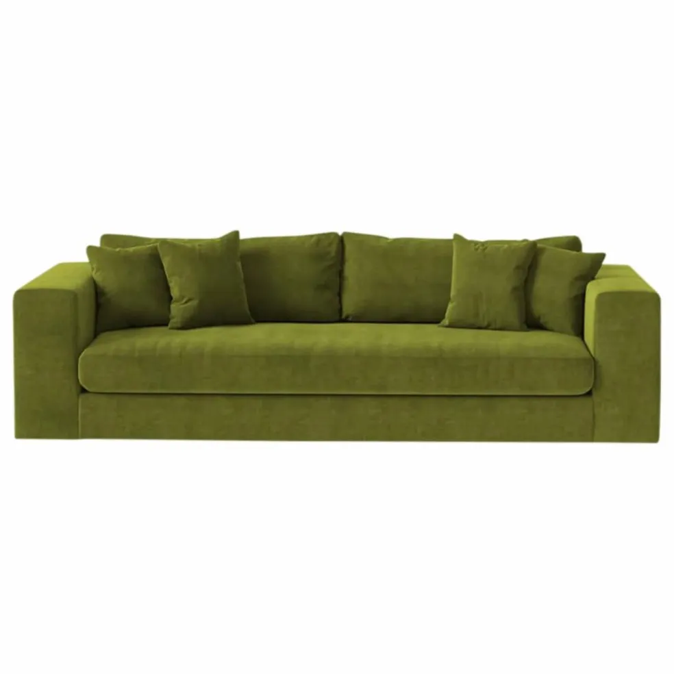Canapé 3 places Bellechasse en velours brut - 245 cm | Vert mousse