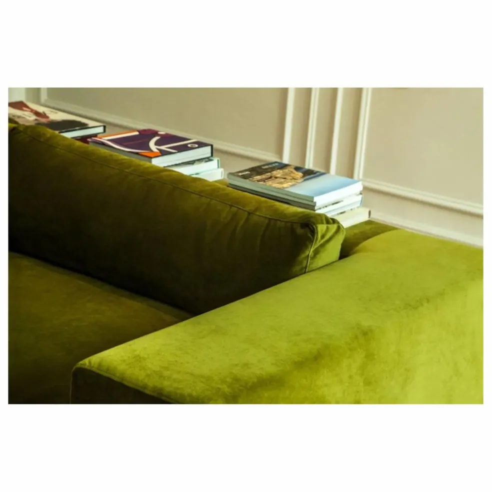 Canapé 3 places Bellechasse en velours brut - 245 cm | Vert mousse