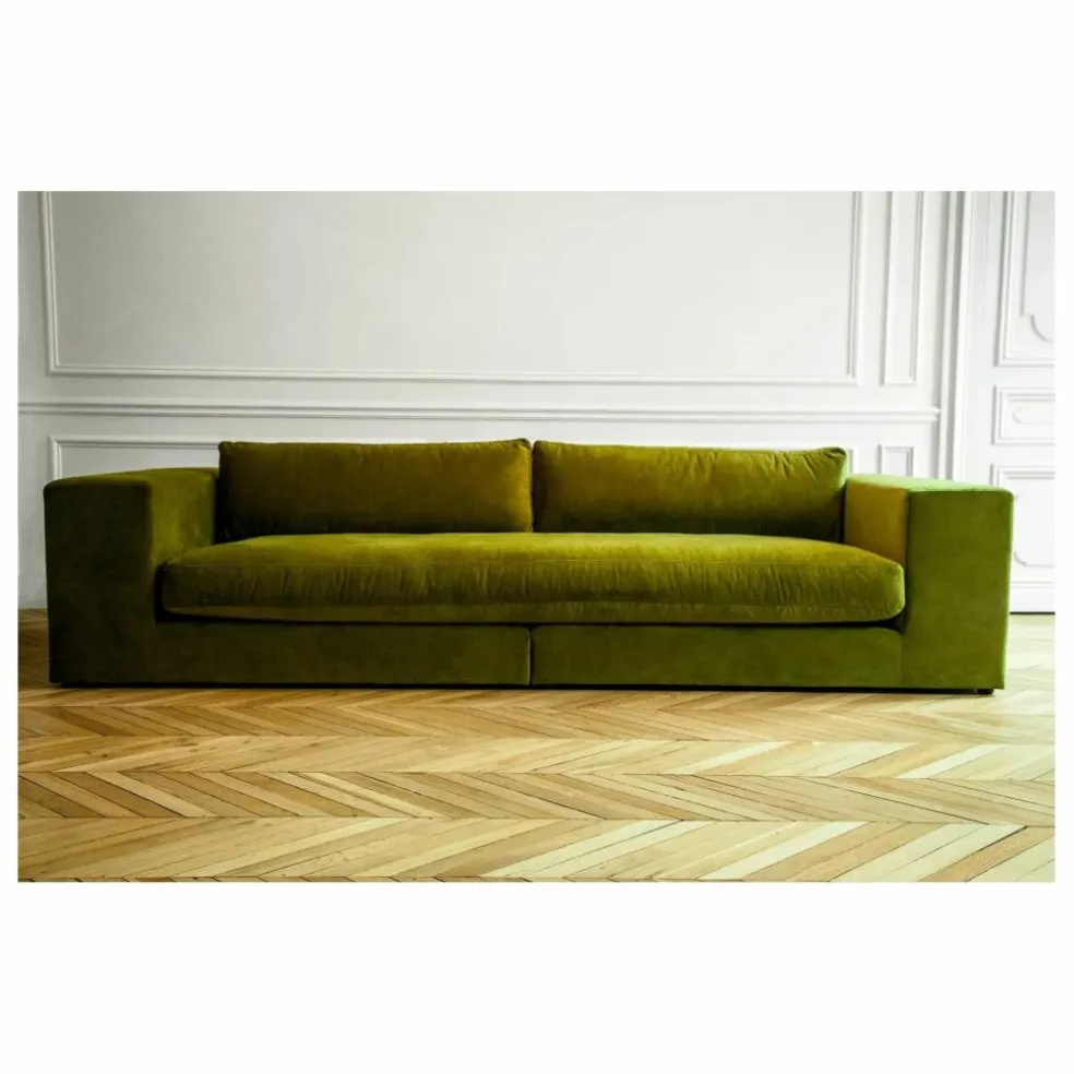 Canapé 3 places Bellechasse en velours brut - 245 cm | Vert mousse