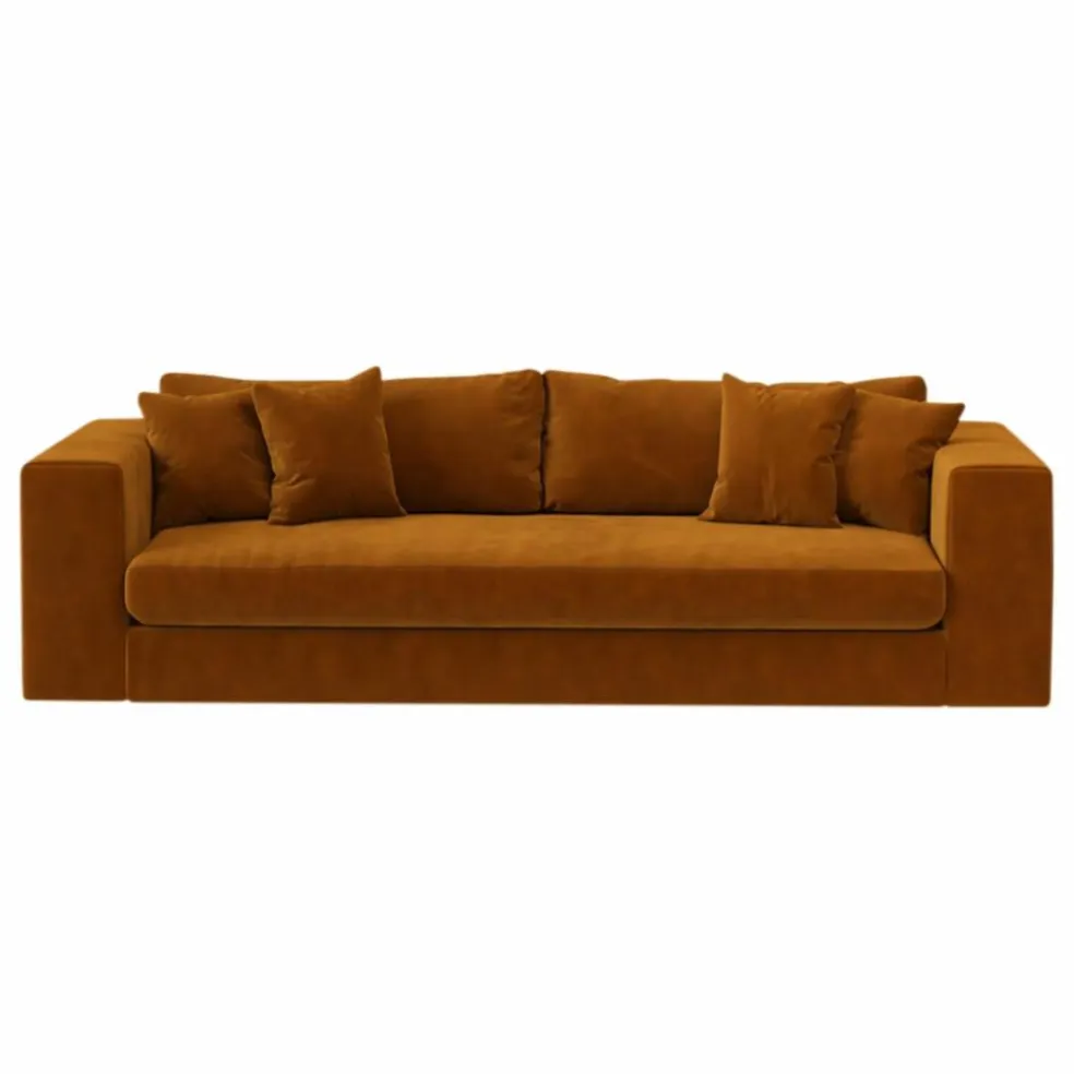 Canapé 3 places Bellechasse en velours gratté - 245 cm | Cognac