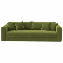 Canapé 3 places Bellechasse light en velours brut - 240 cm | Vert mousse