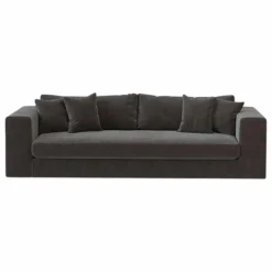 Canapé 3 places Bellechasse en velours gratté - 245 cm | Gris anthracite