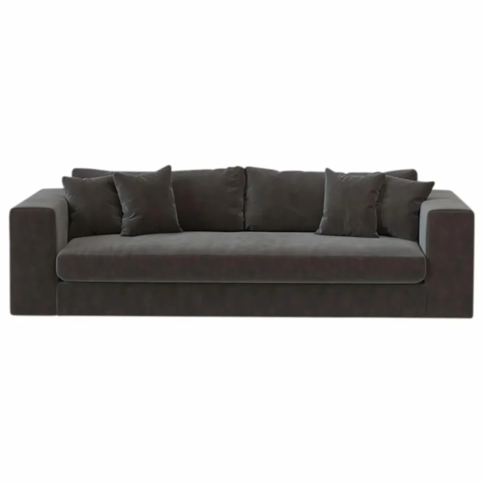 Canapé 3 places Bellechasse en velours gratté - 245 cm | Gris anthracite