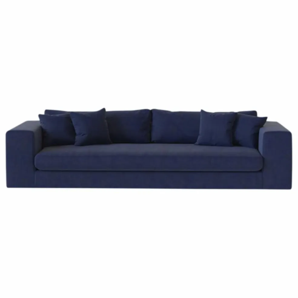 Canapé 4 places Bellechasse en velours brut - 275 cm | Bleu marine