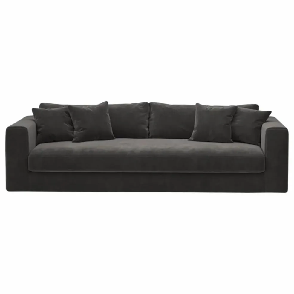 Canapé 3 places Bellechasse light en velours gratté - 240 cm | Gris anthracite