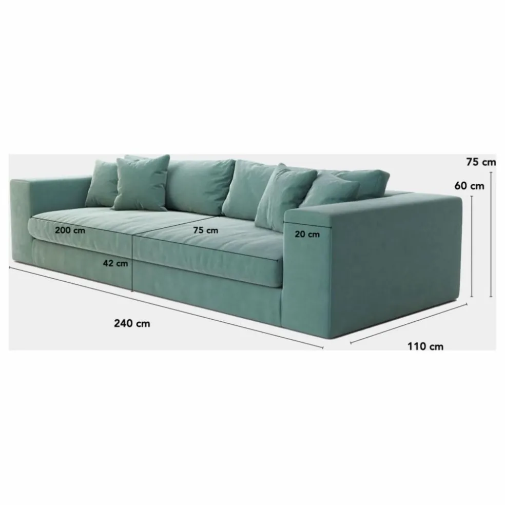 Canapé 3 places Bellechasse light en velours gratté - 240 cm | Gris anthracite