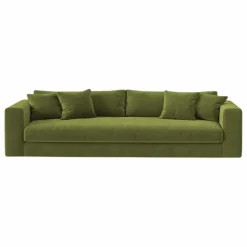 Canapé 4 places Bellechasse light en velours brut - 260 cm | Vert mousse