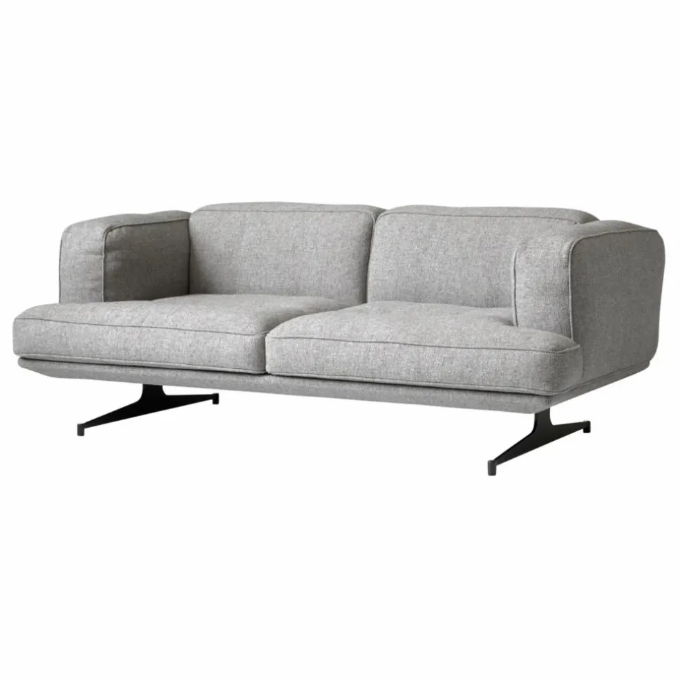 Canapé 2 places Inland AV22, piétement noir | Gris