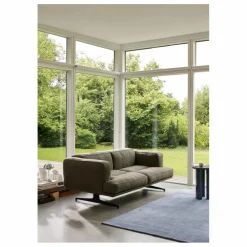 Canapé 2 places Inland AV22, piétement noir | Vert kaki