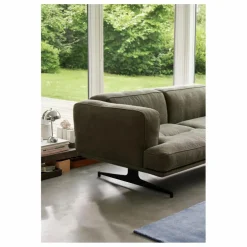 Canapé 2 places Inland AV22, piétement noir | Vert kaki