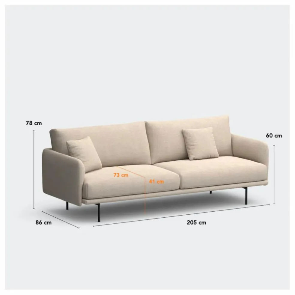 Canapé 3 places Isly en tissu chiné - 205 cm | Vert forêt