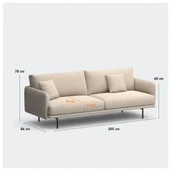 Canapé 3 places Isly en tissu chiné - 205 cm