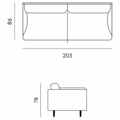 Canapé 3 places Isly en velours gratté - 205 cm | Vert kaki