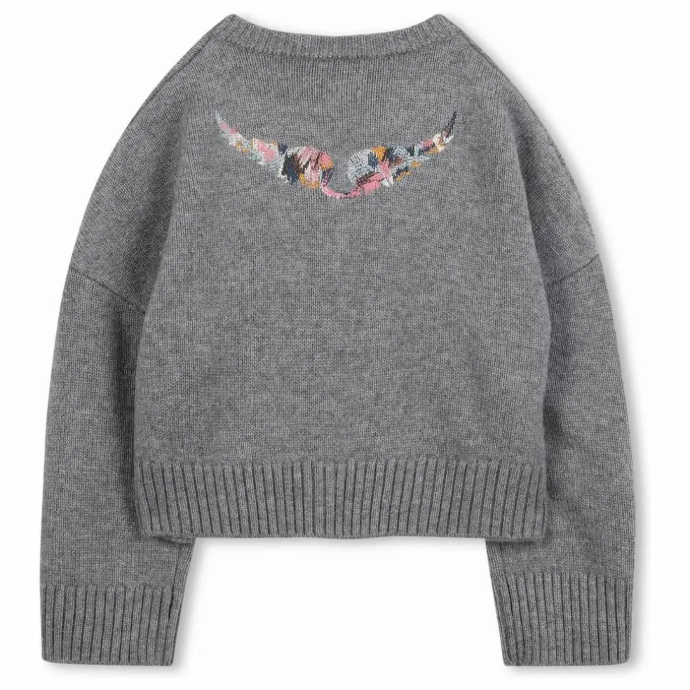 Cardigan Ailes Laine | Gris chiné
