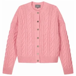 Cardigan Ample Maxi Torsades Cachemire | Rose bonbon