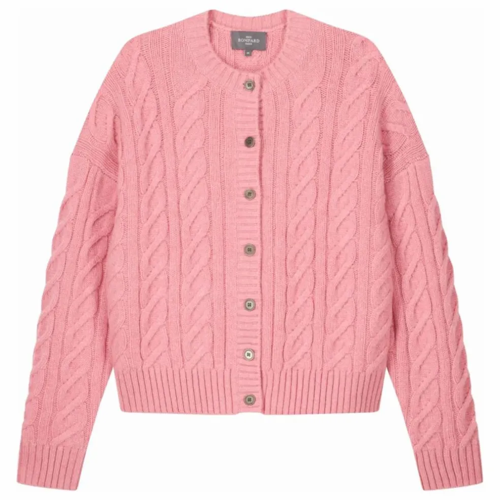 Cardigan Ample Maxi Torsades Cachemire | Rose bonbon