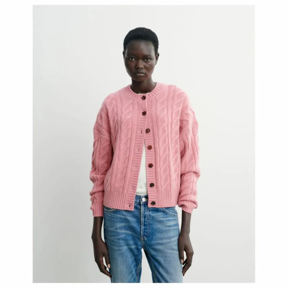 Cardigan Ample Maxi Torsades Cachemire | Rose bonbon