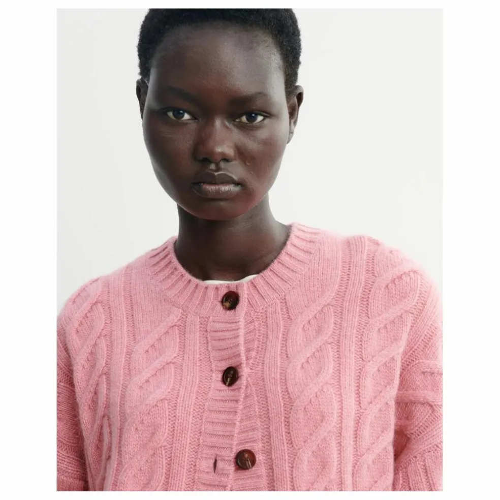 Cardigan Ample Maxi Torsades Cachemire | Rose bonbon